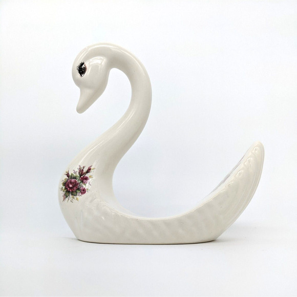 Vintage Swan Towel Holder VB Athena Rose Rhapsody Ceramic w/ Rose Motif - Picture 5 of 8